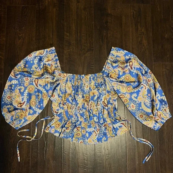 Lulus Blue Paisley + Floral Blouse - Picture 3 of 8
